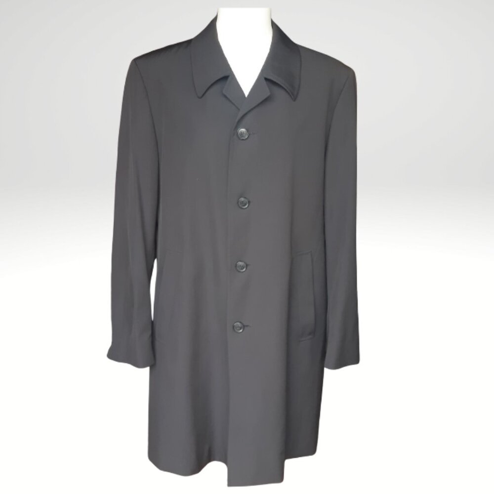 Hugo Boss Santor-L SZ 40 Men's Black Single Breasted Water Repellent Over Coat